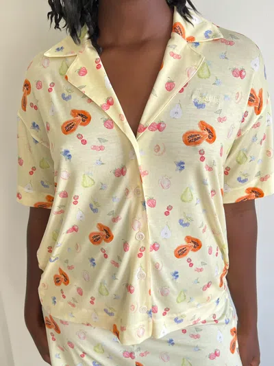 Djerf Avenue Go Slow Short Sleeve Top Fruit In White