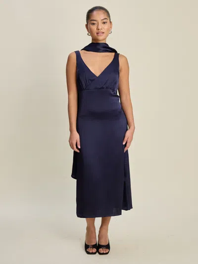 Djerf Avenue Evening Midi Dress Midnight Blue