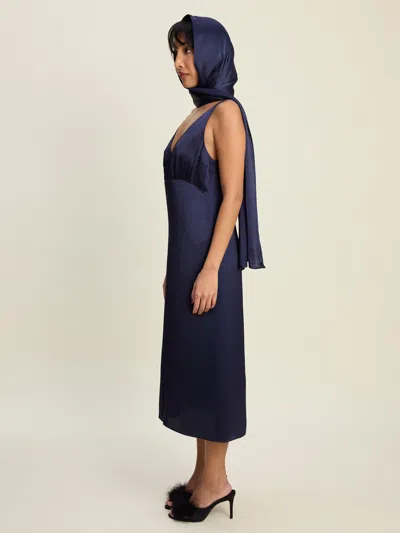 Djerf Avenue Evening Midi Dress Midnight Blue
