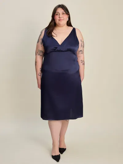 Djerf Avenue Evening Midi Dress Midnight Blue