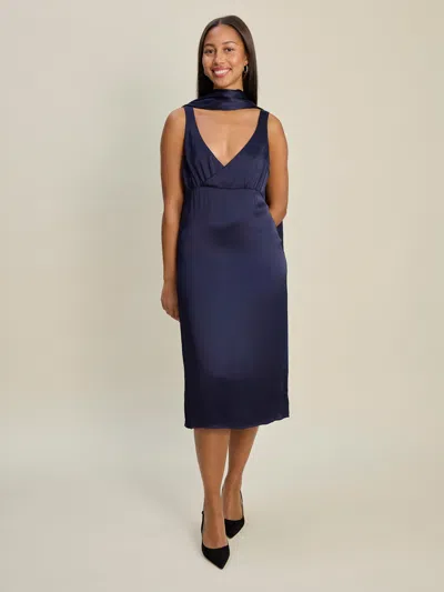 Djerf Avenue Evening Midi Dress Midnight Blue