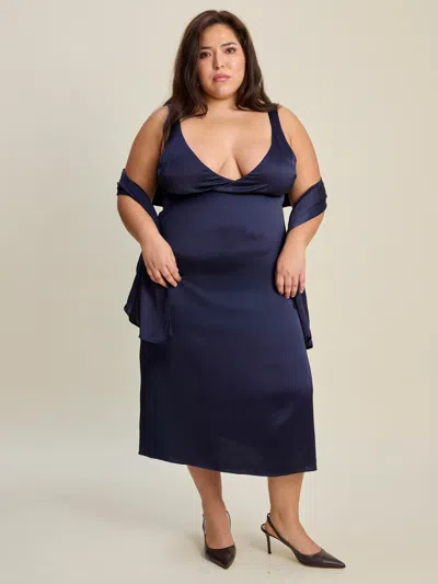 Djerf Avenue Evening Midi Dress Midnight Blue