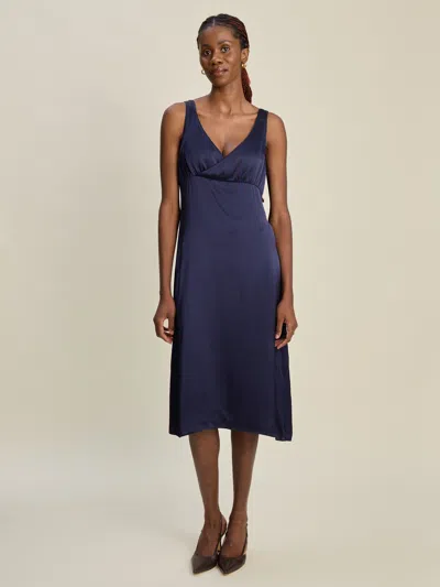 Djerf Avenue Evening Midi Dress Midnight Blue