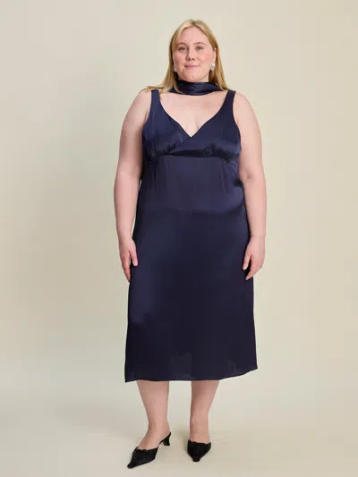 Djerf Avenue Evening Midi Dress Midnight Blue