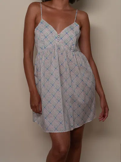 Djerf Avenue Airy Poplin Mini Dress Cottage Meadow In Brown