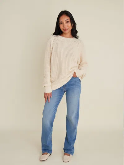 Djerf Avenue Chunky Raglan Roundneck Off White In Neutral
