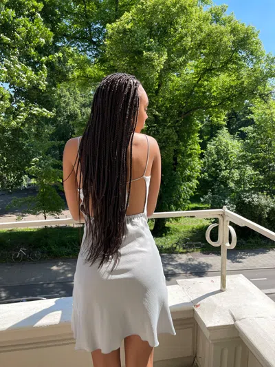 Djerf Avenue Dream Dress Mini Pebble In Gray