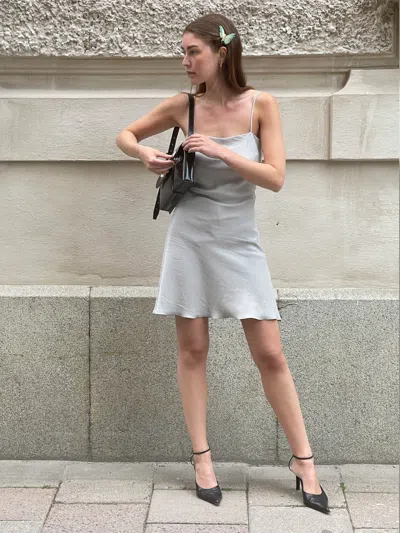 Djerf Avenue Dream Dress Mini Pebble In Gray