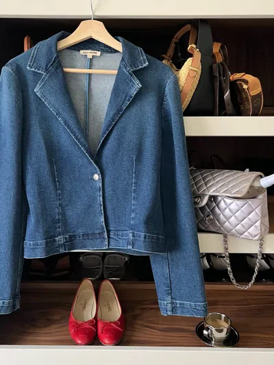 Djerf Avenue Day-to-day Denim Blazer Dark Blue
