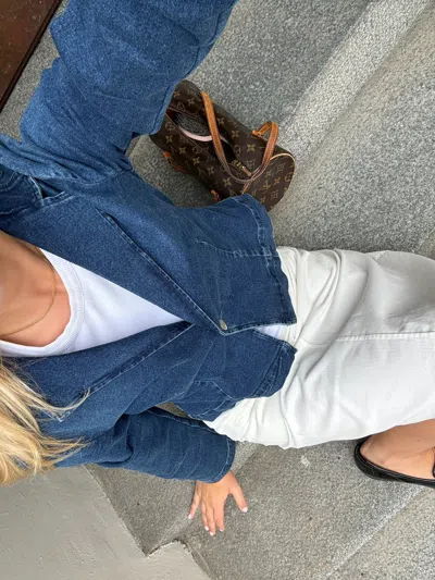 Djerf Avenue Day-to-day Denim Blazer Dark Blue
