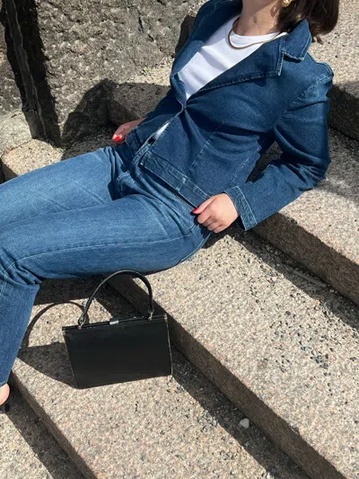 Djerf Avenue Day-to-day Denim Blazer Dark Blue