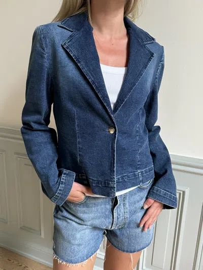 Djerf Avenue Day-to-day Denim Blazer Dark Blue
