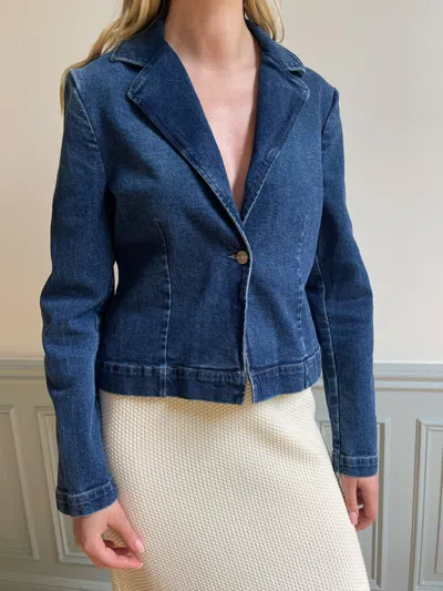 Djerf Avenue Day-to-day Denim Blazer Dark Blue
