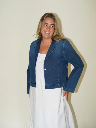 Djerf Avenue Day-to-day Denim Blazer Dark Blue