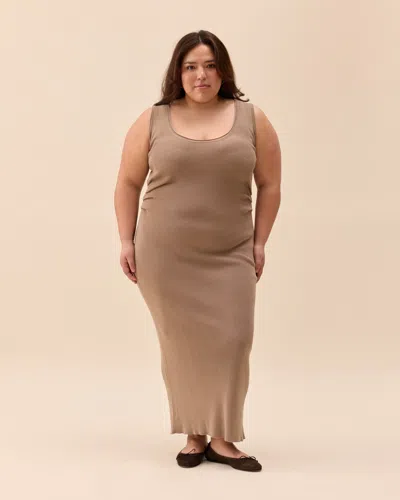 Djerf Avenue Knitted Tank Dress Taupe In Brown