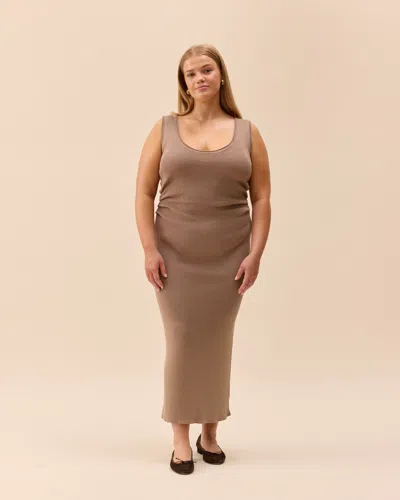 Djerf Avenue Knitted Tank Dress Taupe In Brown