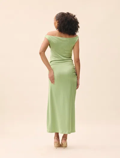 Djerf Avenue Occasion Satin Dress Pistachio In Green