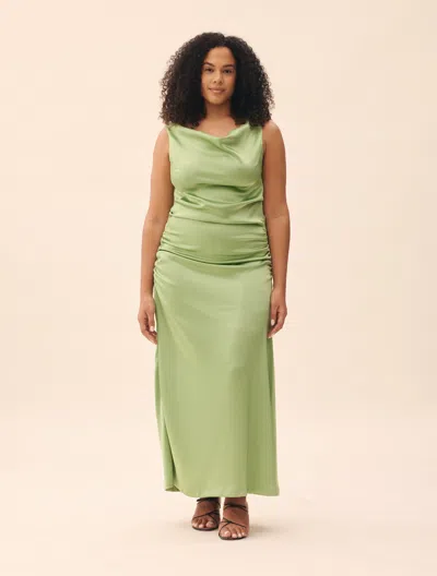 Djerf Avenue Occasion Satin Dress Pistachio In Green