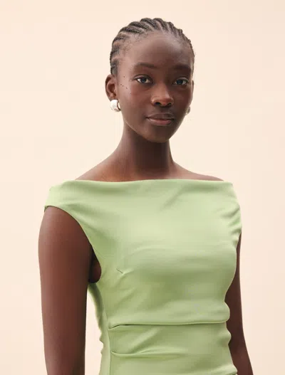 Djerf Avenue Occasion Satin Dress Pistachio In Green