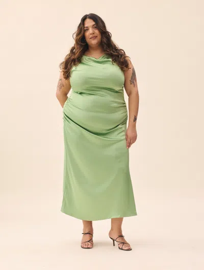 Djerf Avenue Occasion Satin Dress Pistachio In Green