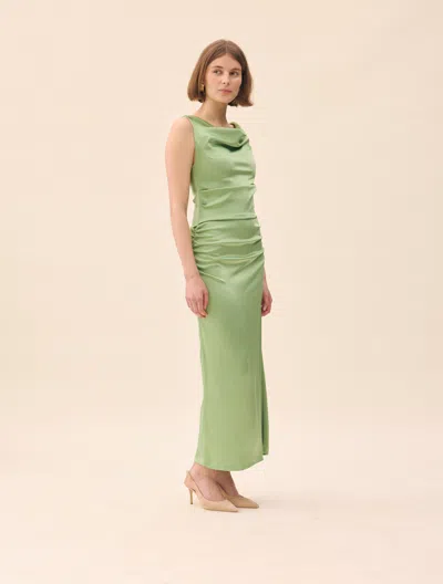 Djerf Avenue Occasion Satin Dress Pistachio In Green