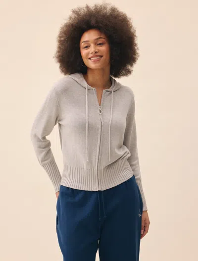 Djerf Avenue Knitted Zip Hoodie Light Grey In Gray