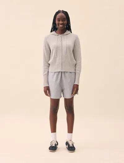 Djerf Avenue Knitted Zip Hoodie Light Grey In Gray