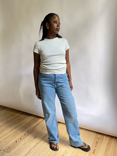 Djerf Avenue Daily T-shirt Ribbed Grey Melange In Brown