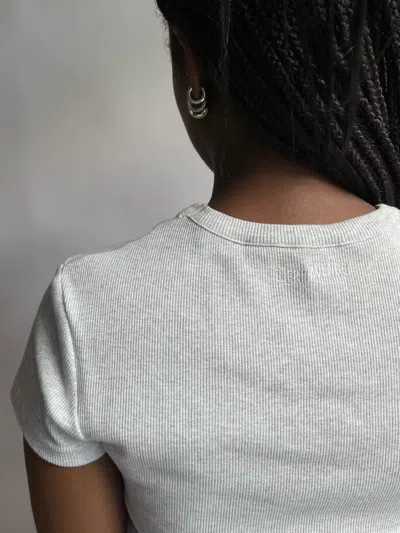 Djerf Avenue Daily T-shirt Ribbed Grey Melange In Brown