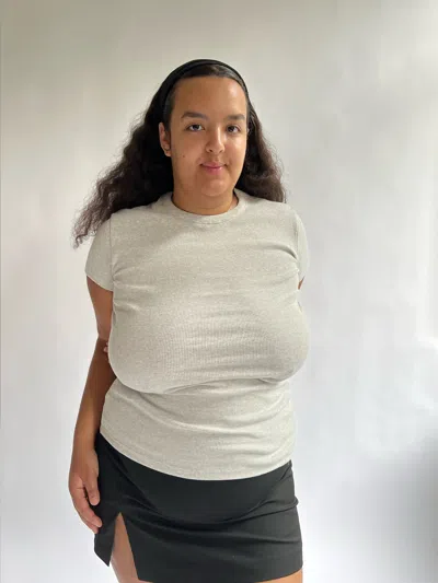 Djerf Avenue Daily T-shirt Ribbed Grey Melange In Brown