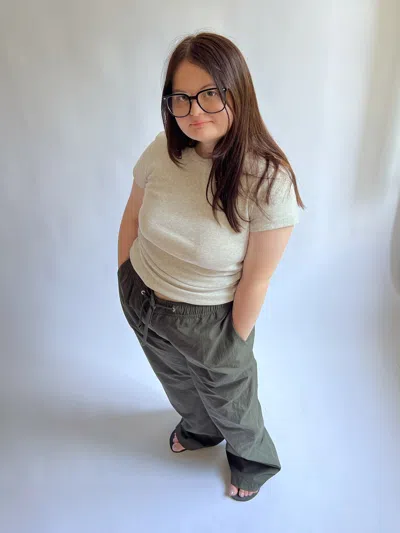 Djerf Avenue Daily T-shirt Ribbed Grey Melange In Brown