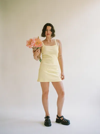 Djerf Avenue Daily Tank Dress Ribbed Baby Yellow