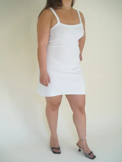 Djerf Avenue Daily Tank Dress Ribbed White