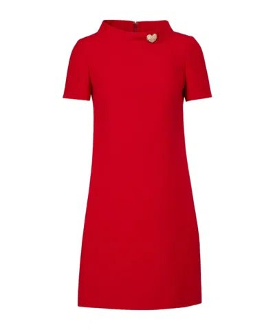 Valentino Embellished Wool And Silk Minidress In Red