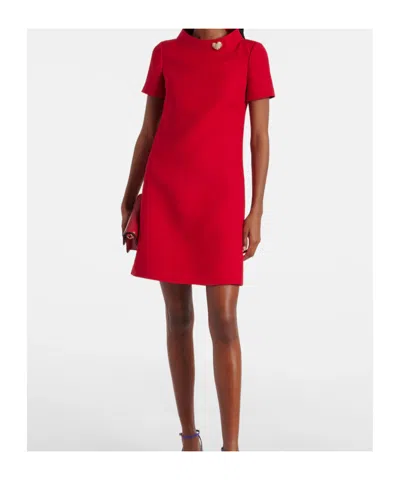 Valentino Embellished Wool And Silk Minidress In Red