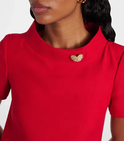 Valentino Embellished Wool And Silk Minidress In Red