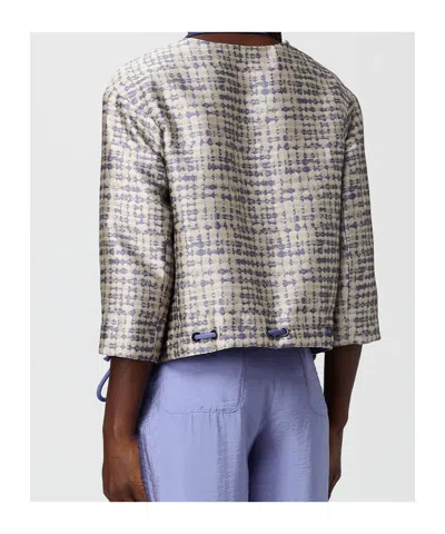 Emporio Armani Jacquard-pattern Drawstring Jacket In Multi