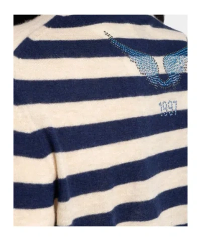 Zadig & Voltaire Missya Embellished Stripe Cashmere Cardigan In Multi