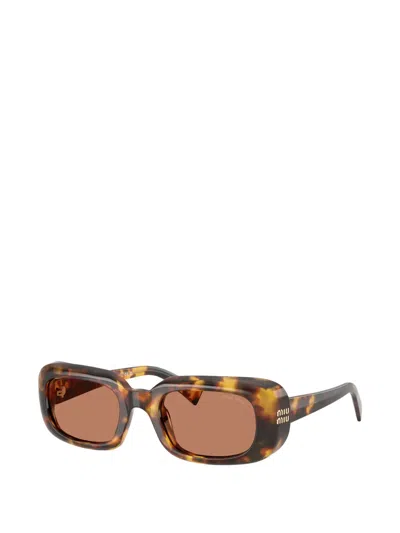 Miu Miu Rectangle-frame Sunglasses In Brown