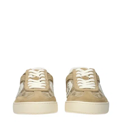 Gucci Beige G75 Sneaker In Suede And Gg Fabric Women In Brown