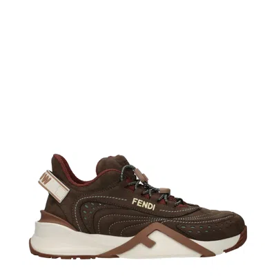 Fendi Chunky Sole Sneakers Featuring Perforated Design In Brown