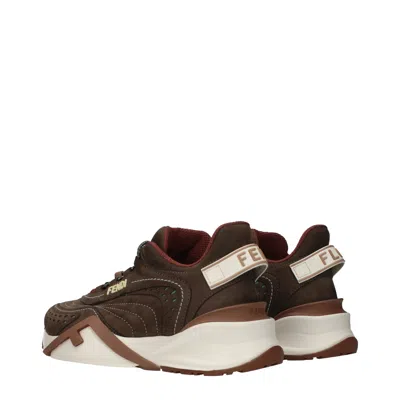 Fendi Chunky Sole Sneakers Featuring Perforated Design In Brown