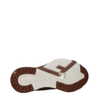Fendi Chunky Sole Sneakers Featuring Perforated Design In Brown
