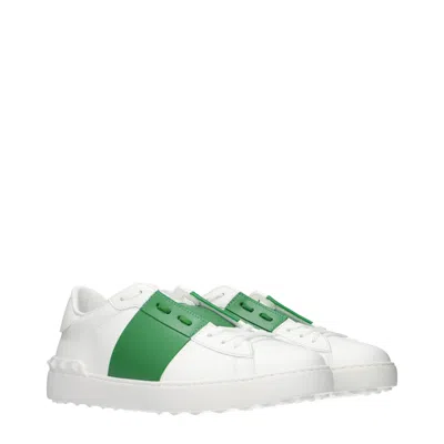 Valentino Garavani Contrast Calfskin Band Sneakers With Rubber Sole In White