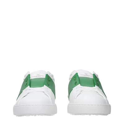 Valentino Garavani Contrast Calfskin Band Sneakers With Rubber Sole In White