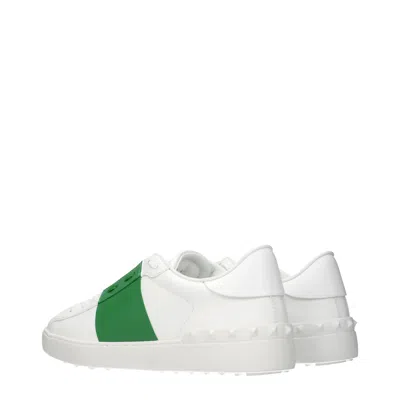 Valentino Garavani Contrast Calfskin Band Sneakers With Rubber Sole In White
