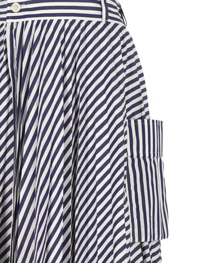 Sacai Stripe-pattern Skirt In Blue