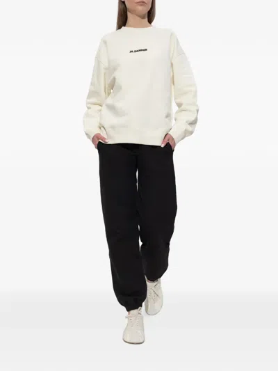 Jil Sander Drawstring Embroidered Track Pants In Black