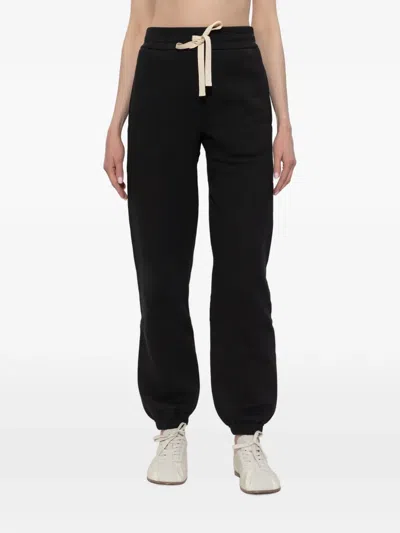 Jil Sander Drawstring Embroidered Track Pants In Black
