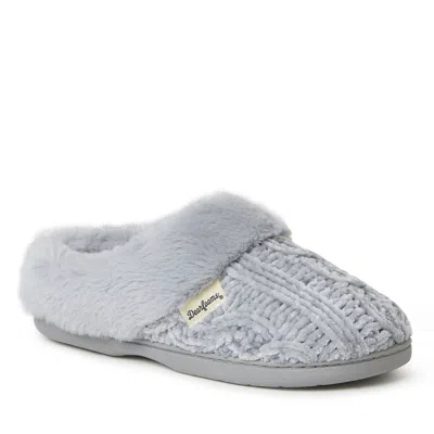 Dearfoams Claire Cable Knit Chenille Womens Memory Foam Clog Slippers In Gray